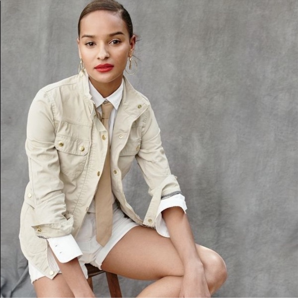 J Crew Downtown Cotton Field Utility Jacket Cream Size XS